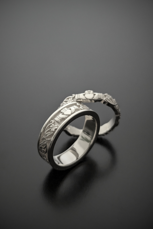 silver fern-shamrock-claddagh-ring mens