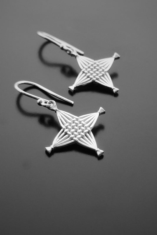 Silver St Brigid's Cross Earrings close up