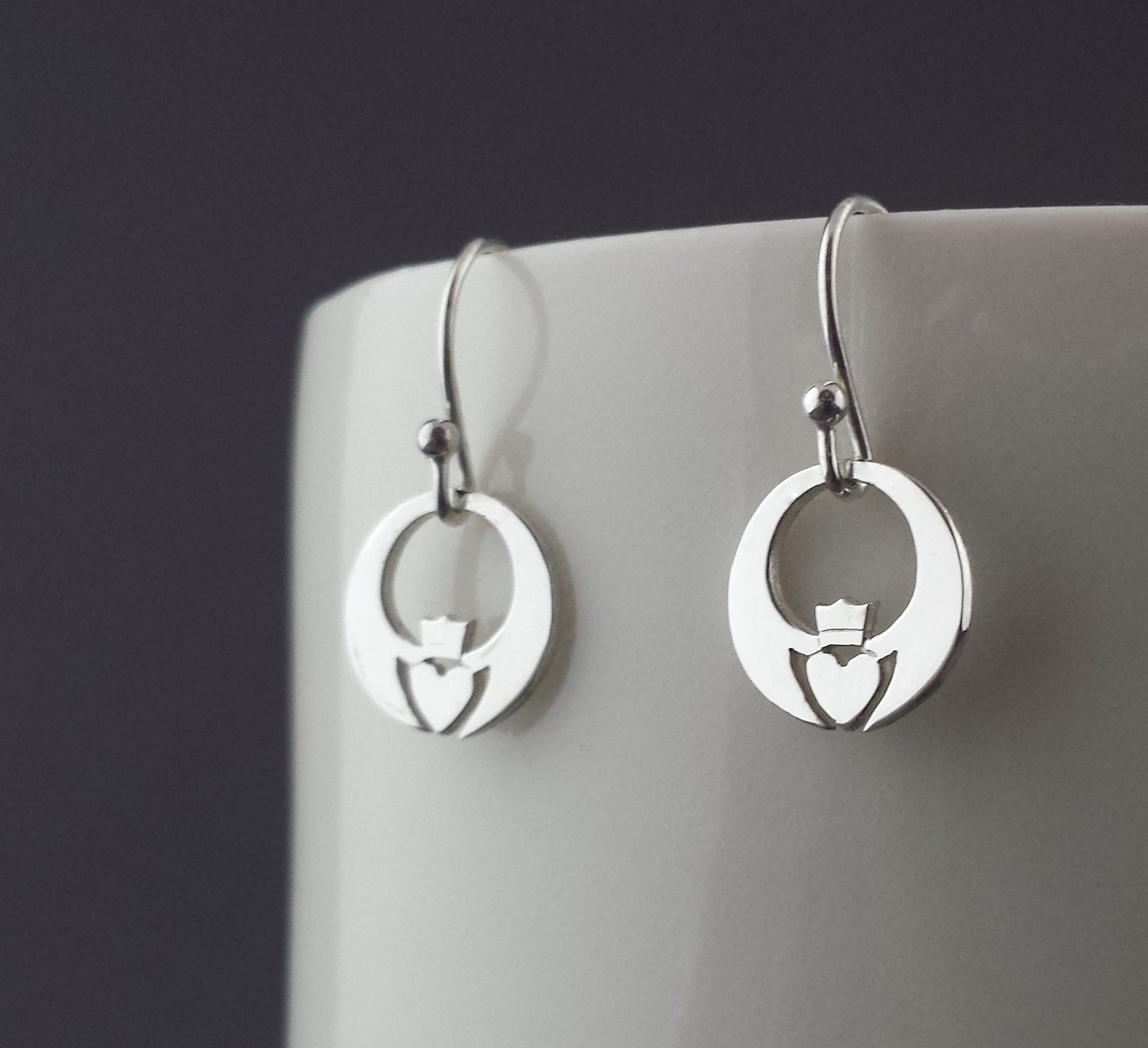 silver Claddagh Earrings