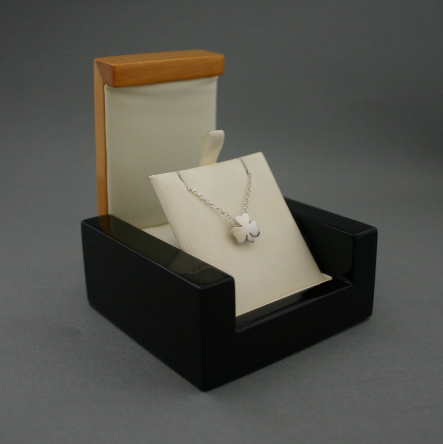 Silver Shamrock Pendant necklace in box