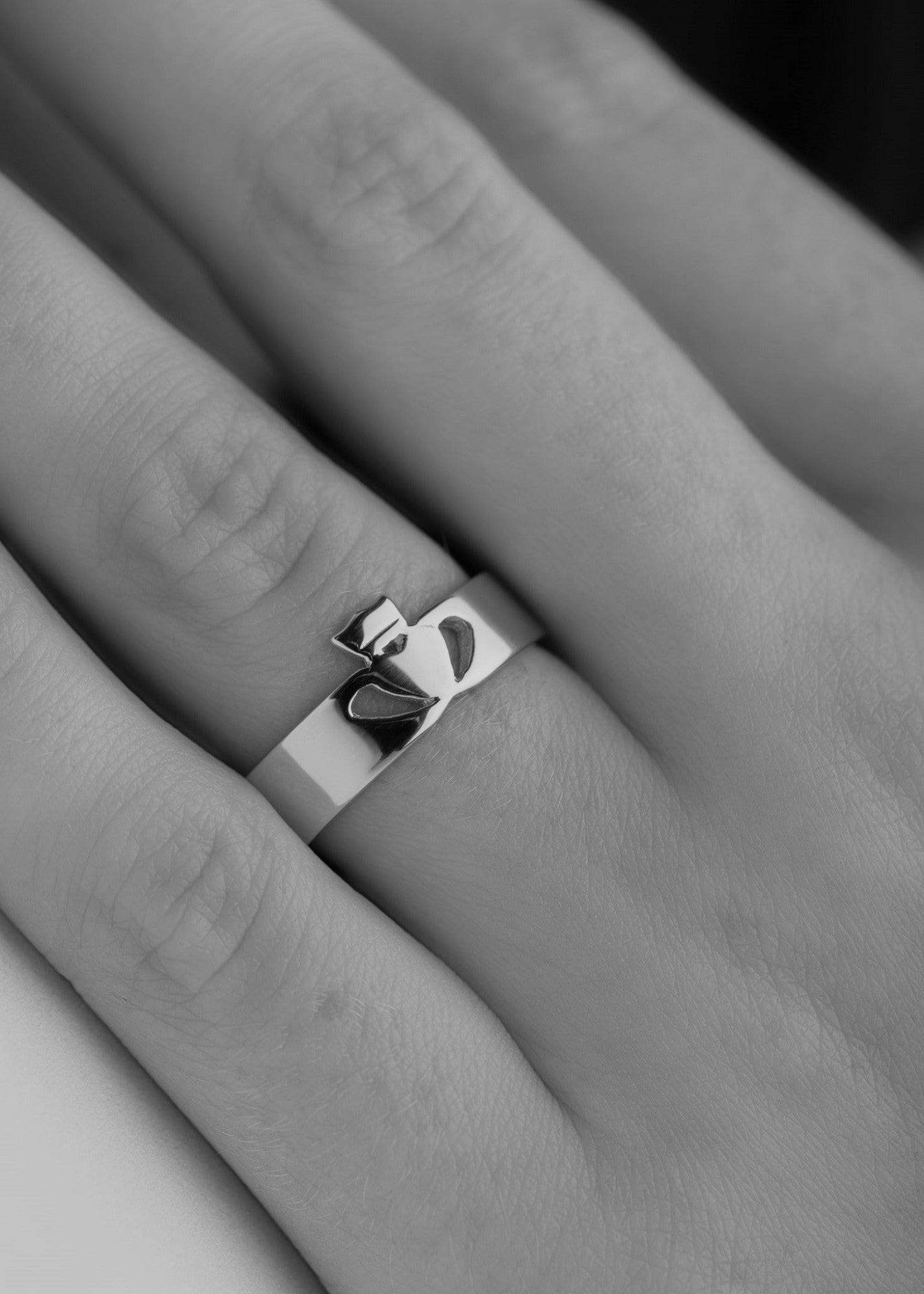 Two Tone Contemporary Claddagh Ring with gold heart