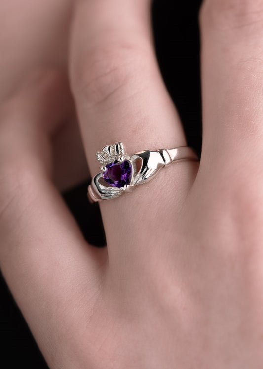 Birthstone Claddagh ring