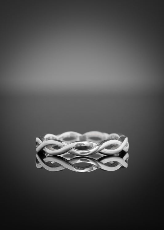 white gold twist ring wedding band