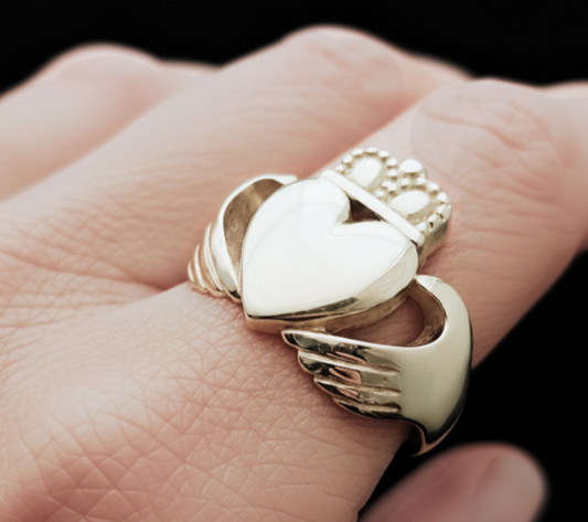 extra large claddagh ring on hand inspired by tommmy tiernan's chunky claddagh ring