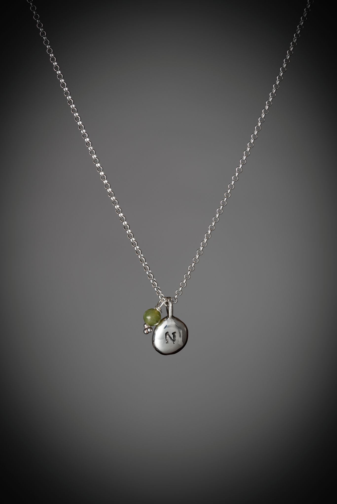 Initial Pendant necklace with Connemara Marble