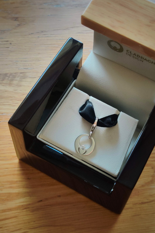 Claddagh bracelet charm in box