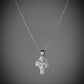 contemporary celtic cross pendant necklace in sterling silver with a weathered hammered finish