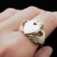 extra large claddagh ring on hand