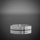 Ladies ogham wedding ring on a black background