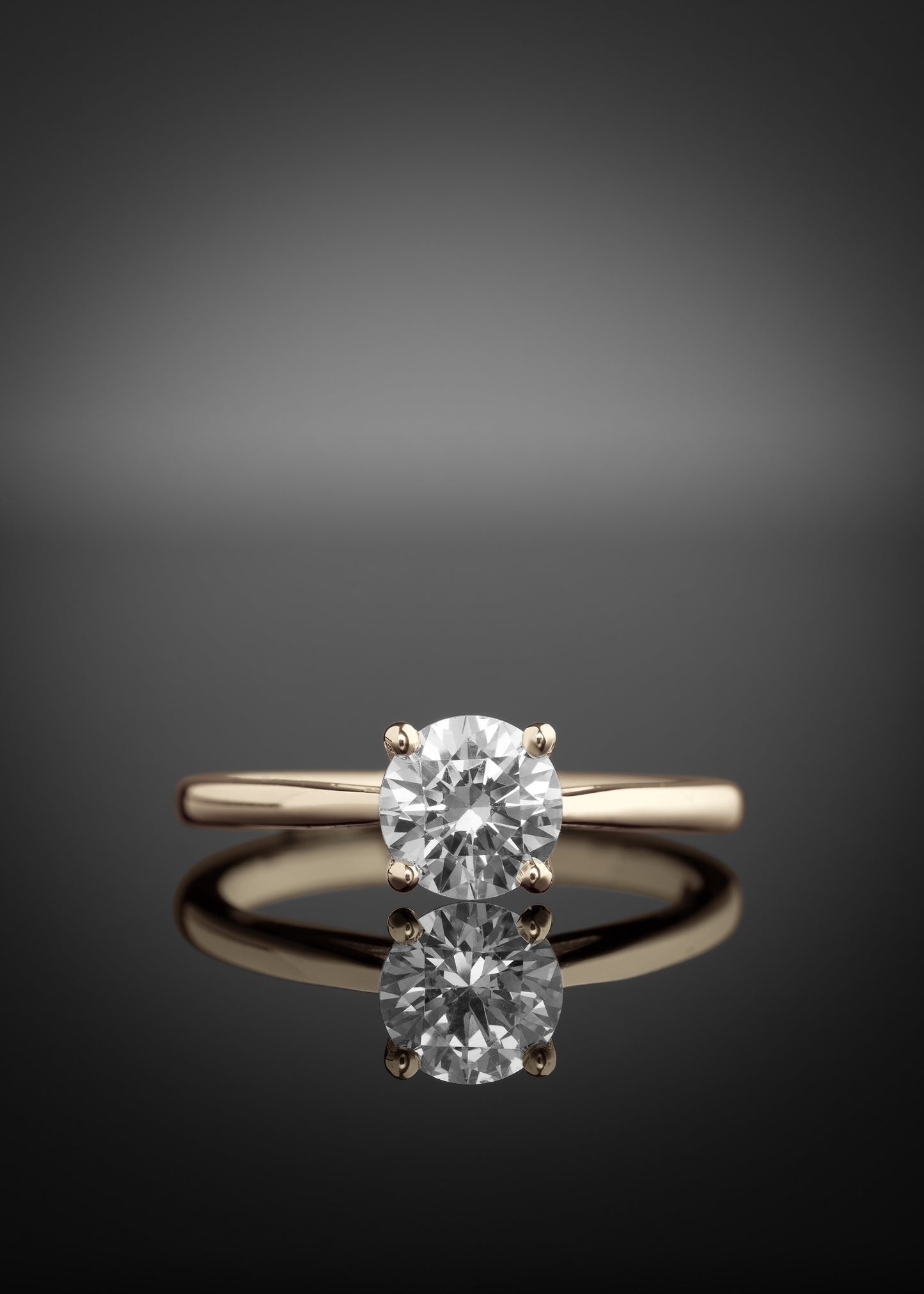 Front view of the solitaire engagement ring with Claddagh setting
