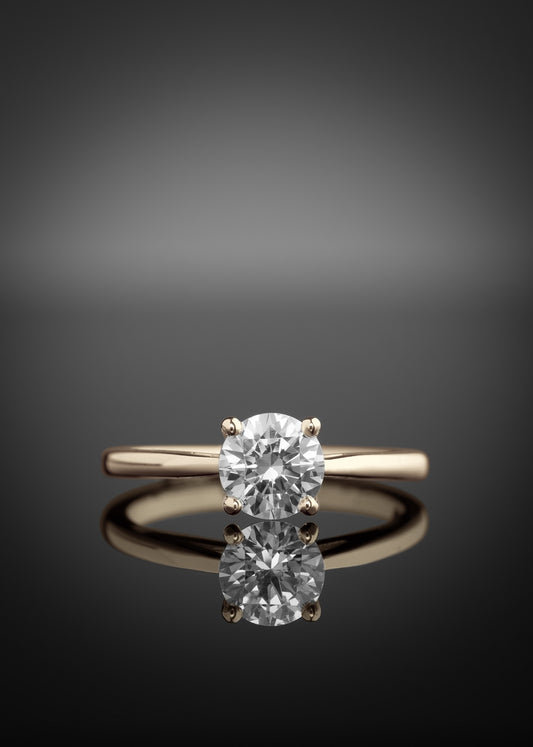 Front view of the solitaire engagement ring with Claddagh setting