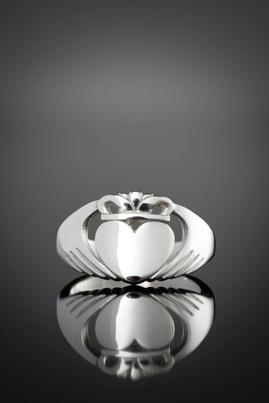 statement claddagh ring in silver