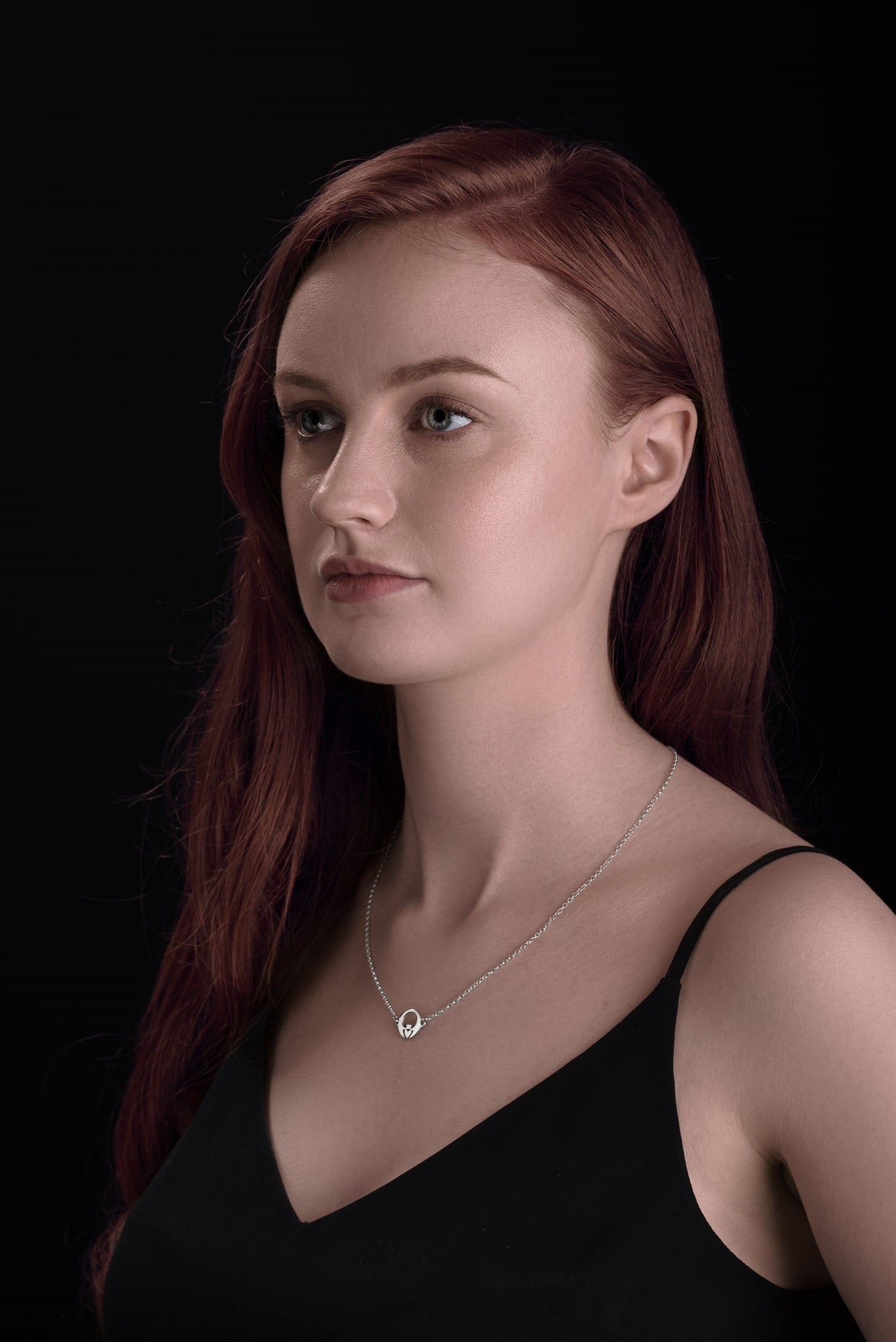 Claddagh necklace on a model