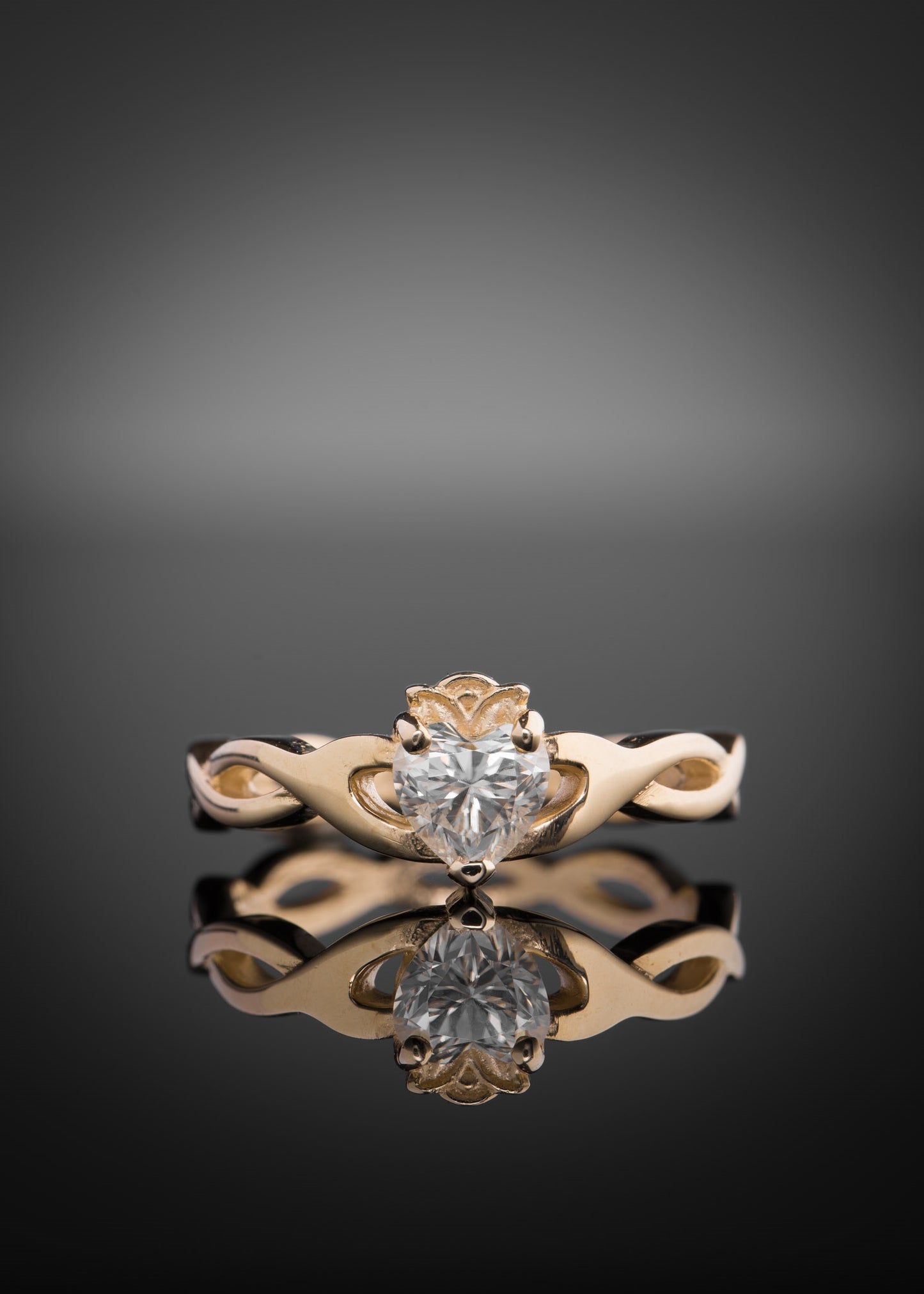 Diamond Claddagh ring in gold