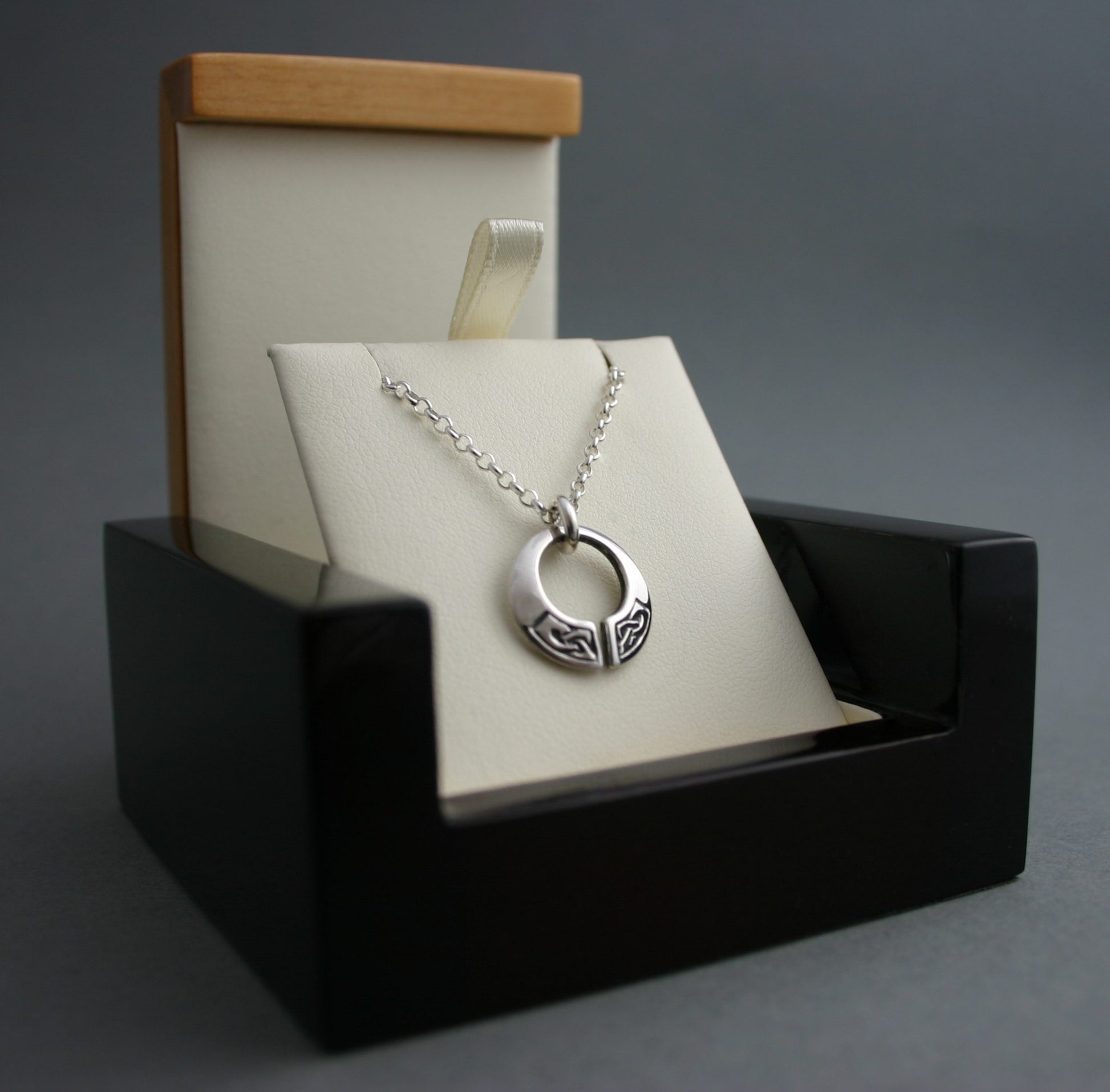 Celtic torc pendant necklace in box