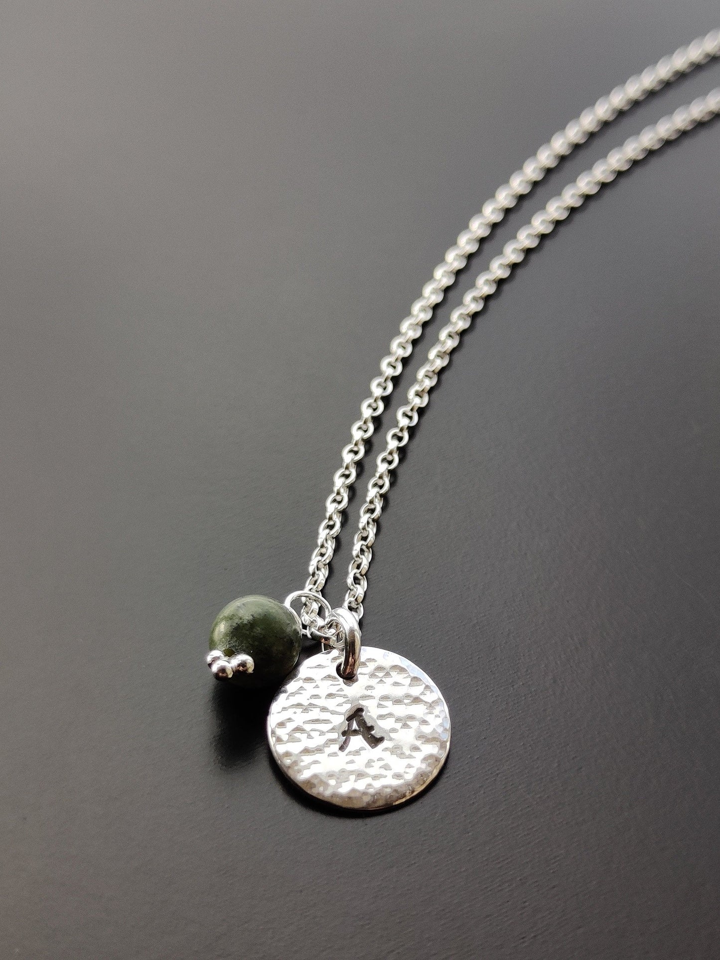 Initial Disc Pendant with Connemara Marble