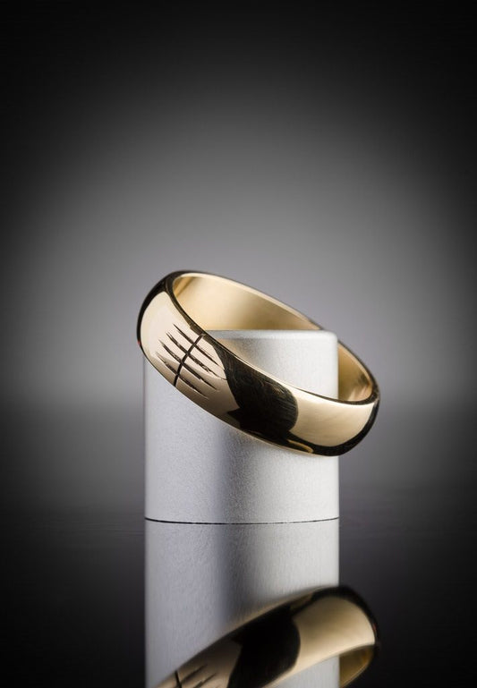 Men's Gold Ogham Wedding Ring