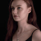 silver celtic torc pendant necklace on model