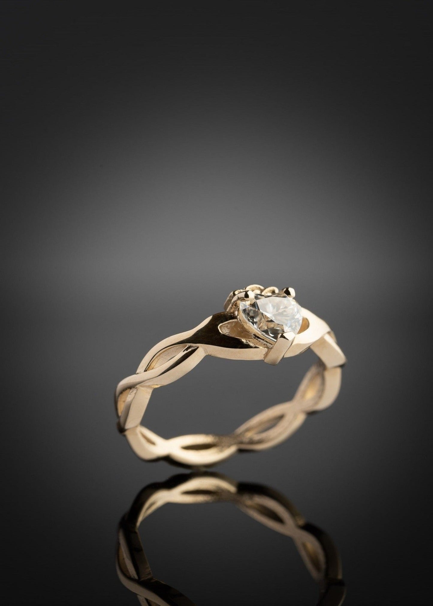 Diamond Claddagh ring in gold