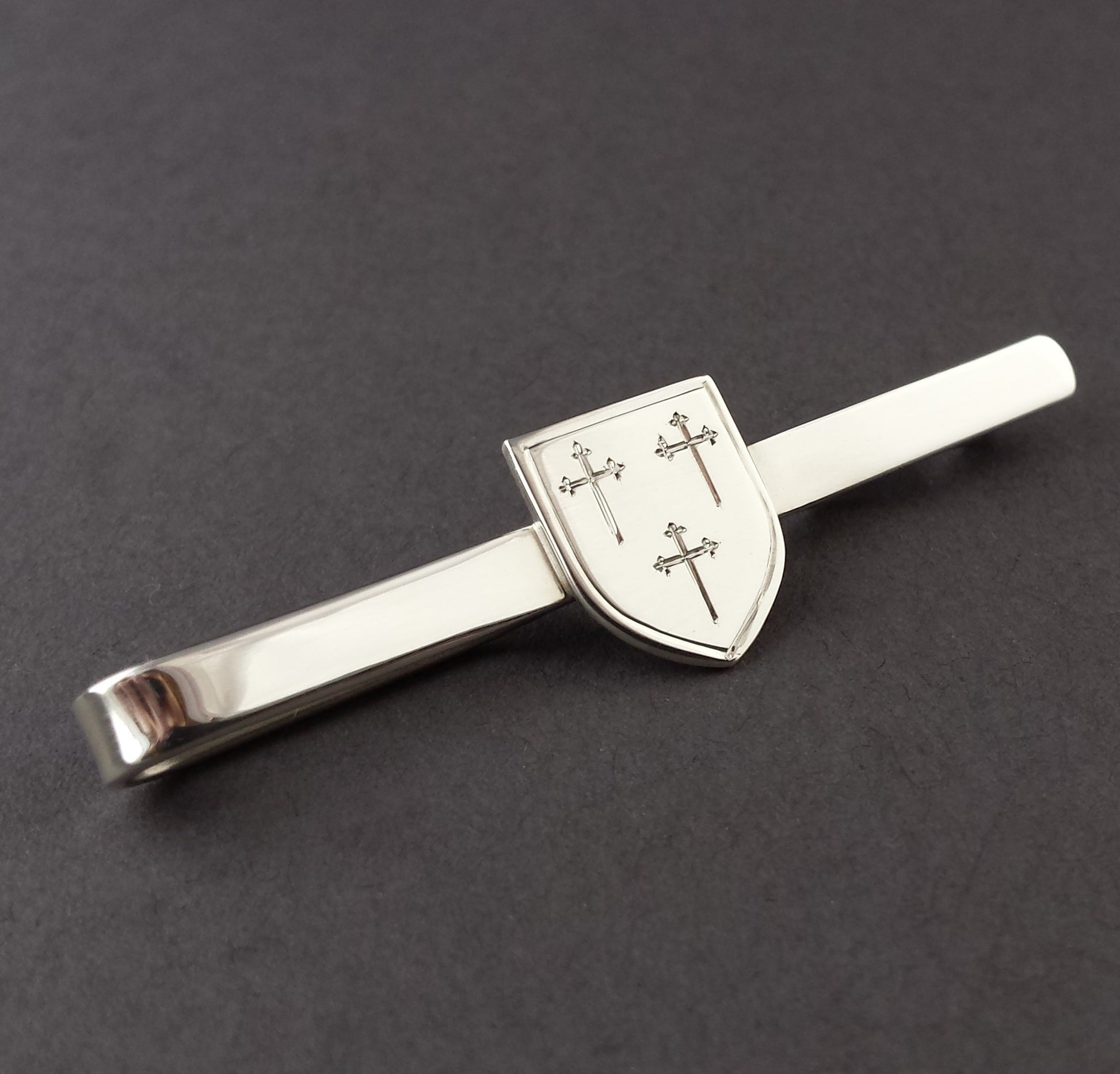 silver Family Crest tie bar