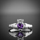 Gemstone Claddagh Ring in White Gold