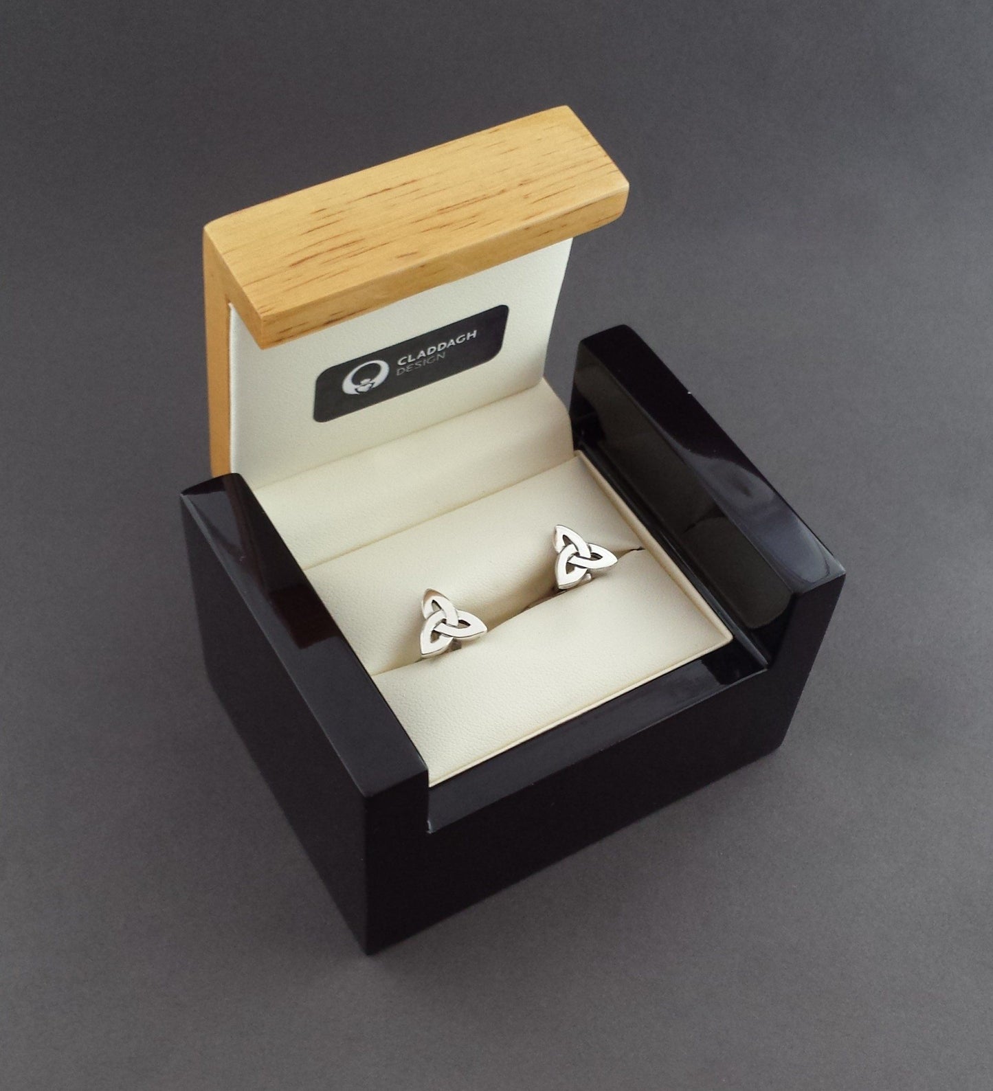 Silver Trinity Knot Cufflinks in a presentation box