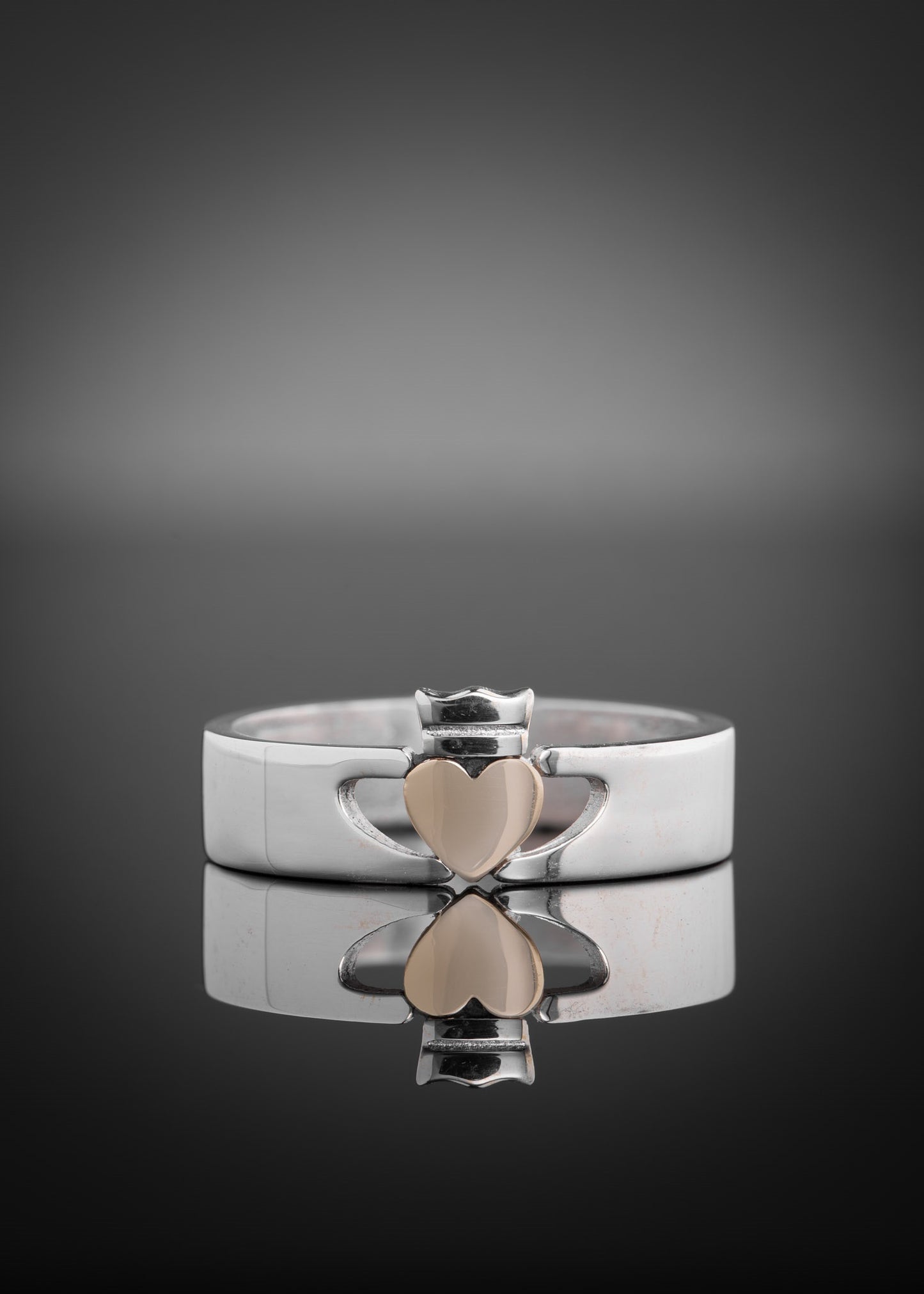 Two Tone Contemporary Claddagh Ring