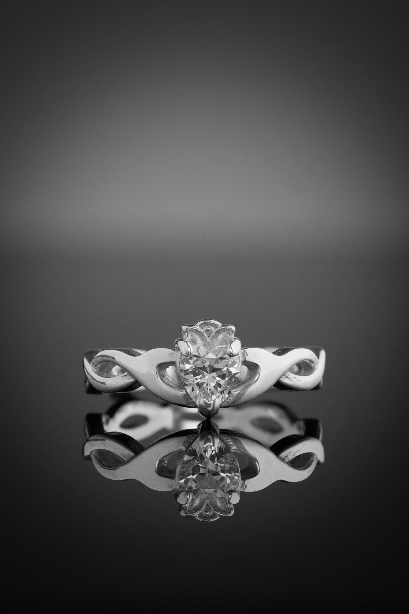 Diamond Claddagh Ring with weave band
