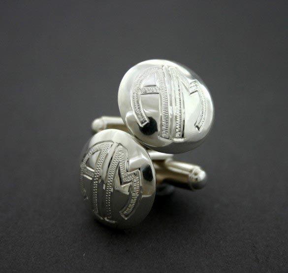 Sterling Silver Monogrammed Cufflinks | Claddagh Design