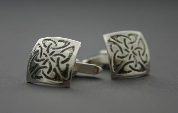 Sterling Silver Cufflinks with square Celtic knot 